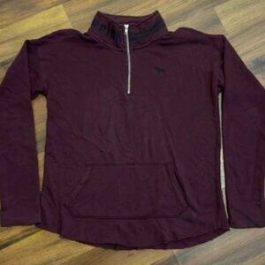 PINK by Victoria Secret 1/2 Zip Pullover Fleece-Burgundy with Black logos Medium